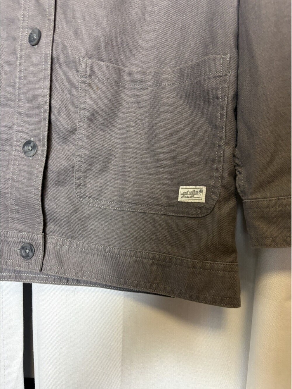 Eddie Bauer Cotton Blend Grey Lightweight Canvas Chore Coat. Size XS. $118 - Picture 4 of 8